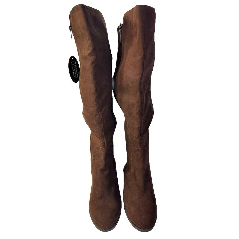 Style & Co Wynter Women’s Boots Brown Size 10 Faux Suede Winter Motorcycle Knee.